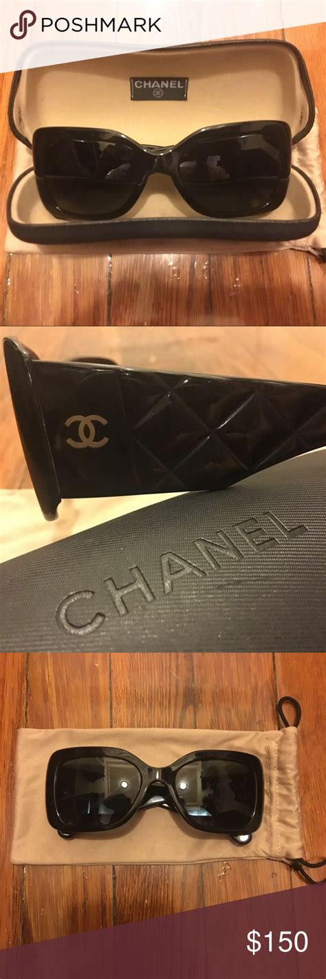 chanel black quilted lenses